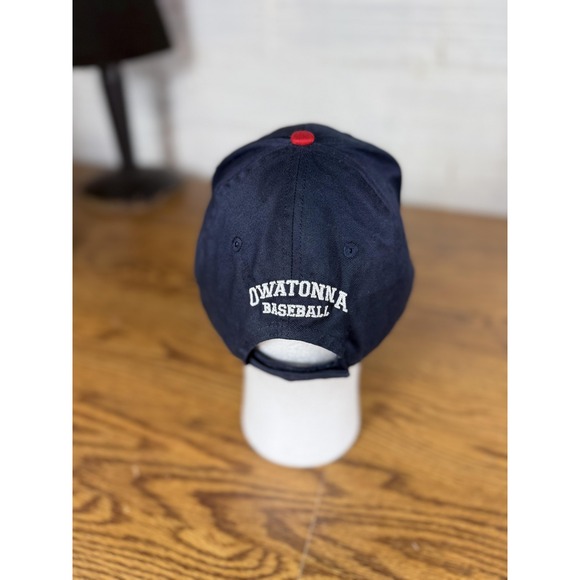 Atlanta Braves Hat Cap Strap Back Mens Navy Red MLB Baseball Script A Owatonna - Picture 3 of 7